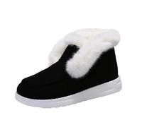 Stivali da neve piatti da donna invernali 2025 casual invernali pantofole calde foderate in pelliccia sintetica comode, leggeri, mocassini, scarpe alla moda outdoor, comodi, casual, corti, A Black, 39