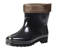 Stivali da pesca da uomo, termici, impermeabili, in gomma da uomo, 44, foderati, suola in gomma, antiscivolo, caldi, alla caviglia, con gambo largo, per attività all'aria aperta, da trekking, Nero