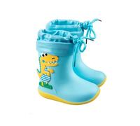 Stivali da pioggia a forma di dinosauro, con chiusura a coulisse, per bambini, ragazzi e ragazze, in morbida gomma PVC, impermeabili, antiscivolo, per bambini e bambine, Blu, 30 EU
