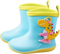 Stivali da pioggia a mezzogiorno di cartoni animati unisex non slip per ragazzi e ragazze comode scarpe da pioggia impermeabile per la scuola per esterni (Blu,33 1/3)