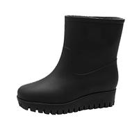 Stivali da pioggia alla moda per il tempo libero da donna, suola esterna antiscivolo, combinabili, scarpe da acqua medie, antiscivolo, comode e comode, suola spessa, ammortizzanti, Nero , 40 EU