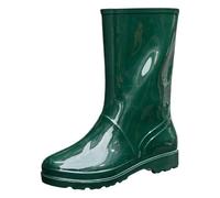 Stivali da pioggia classici a metà polpaccio da donna, impermeabili, eleganti, lucidi, per il tempo umido, casual, per passeggiate quotidiane e giardino, Verde, 37.5 EU