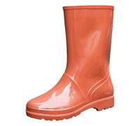 Stivali da pioggia classici a metà polpaccio da donna, impermeabili, eleganti, lucidi, per il tempo umido, casual, per passeggiate quotidiane e giardino, Rosa acceso, 39.5 EU