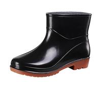Stivali da Pioggia Corti da Donna Alla Caviglia Slip On in Gomma - Stivali da Giardino e Lavoro Esterno Con Comfort, Taglia 5, Nero, 38.5 EU