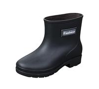 Stivali da pioggia corti in gomma da donna alla caviglia stivali da pioggia antiscivolo scarpe da giardino in gomma, Nero , 38.5 EU