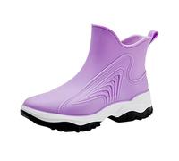 Stivali da pioggia da donna a metà polpaccio, scarpe da cucina in gomma, con fondo morbido, comodi stivali da pioggia con tubo centrale, Viola, 37.5 EU
