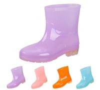 Stivali da pioggia da donna, a mezza altezza, con tacco elegante, scarpe da pioggia, impermeabili, con tacco a blocco, antiscivolo, scarpe da cucina, comode da lavoro, scarpe da esterno, Lilla, 36 EU