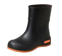 Stivali da pioggia da donna, alla moda, tinta unita, impermeabili, in gomma antiscivolo, suola spessa, scarpe da giardino, comode da pesca, Nero , 40 EU