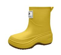 Stivali da pioggia da donna, antiscivolo e impermeabili, leggeri, comodi, alla moda, con suola spessa, antivento, resistenti all'abrasione, da lavoro, da giardino, da pesca, giallo., 40 EU