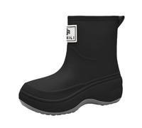 Stivali da pioggia da donna, antiscivolo e impermeabili, leggeri, comodi, alla moda, con suola spessa, antivento, resistenti all'abrasione, da lavoro, da giardino, da pesca, Nero , 37 EU
