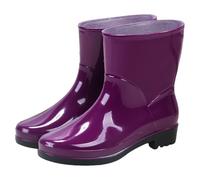 Stivali da pioggia da donna, extra larghi, antiscivolo, leggeri, extra larghi, per esterni, con gambo largo, per pioggia, fango e tutte le stagioni, pratiche, scarpe da giardino corte, Z1 viola, 39 EU