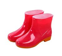 Stivali da pioggia da donna, extra larghi, antiscivolo, leggeri, extra larghi, per esterni, con gambo largo, per pioggia, fango e tutte le stagioni, pratiche, scarpe da giardino corte, Z2 rosso., 37