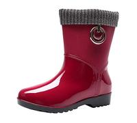 Stivali da pioggia da donna impermeabili in gomma stivaletti antipioggia antiscivolo stivali moto donna Chelsea plastica alla moda comodi ideali per la pioggia del giardino e tutte le stagioni, rosso