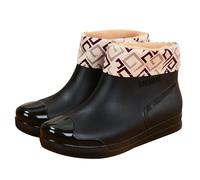 Stivali da pioggia da donna, in gomma, impermeabili, comodi, da giardino, antiscivolo, a mezza altezza, comodi, traspiranti, alla moda, antivento, resistenti all'abrasione, in gomma, Nero , 40 EU