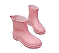 Stivali da pioggia donna in PVC a metà polpaccio, stivali impermeabili antiscivolo, scarpe acqua, di gomma esterno for i giorni Per Adulti(Pink,41)