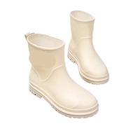 Stivali da pioggia donna in PVC a metà polpaccio, stivali impermeabili antiscivolo, scarpe acqua, di gomma esterno for i giorni Per Adulti(Beige,40)