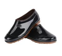 Stivali da Pioggia Impermeabili Bassi da Uomo, Slip-on, Copriscarpe in Gomma PVC Nera con Suola in Pelle Bovina for Cucina, Campo all'aperto Stivali da Pioggia(Black 1,42 EU)