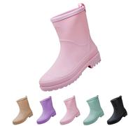 Stivali da pioggia impermeabili da donna comodi stivali da pioggia in gomma Chelsea Boots stivali in gomma 2025 Outdoor Casual Scarpe da giardino tinta unita antiscivolo caviglia Rain scarpe con tacco