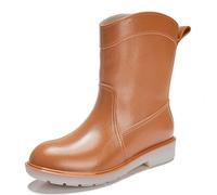Stivali da Pioggia Impermeabili di Media Altezza, sovrascarpe in Gomma Antiscivolo con Suola Comoda, Stivali Leggeri in PVC for Adulti(Caramel,35)
