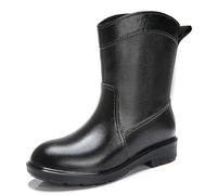 Stivali da Pioggia Impermeabili di Media Altezza, sovrascarpe in Gomma Antiscivolo con Suola Comoda, Stivali Leggeri in PVC for Adulti(Black B,35)