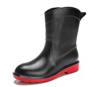 Stivali da Pioggia Impermeabili di Media Altezza, sovrascarpe in Gomma Antiscivolo con Suola Comoda, Stivali Leggeri in PVC for Adulti(Black A,37)