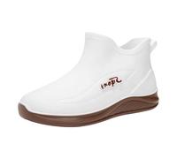 Stivali da pioggia moda donna taglio tubo corto scarpe da acqua di plastica con suola non calda impermeabile stivali di gomma prova signore breve stivali da pioggia copertura, bianco, 37 EU