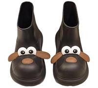 Stivali da pioggia per bambini con stampa di cani, suola spessa, antiscivolo, impermeabili, stile carino, scarpe da gioco all'aperto, con impugnatura facile da impugnare, per bambini a scuola, Nero