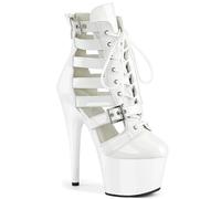 Stivali Da Pole Dance Con Plateau Da Donna, 17 Cm, Tacco A Spillo, Fibbia In Metallo, Pelle Verniciata, Lacci, Alti, Estivi, Da Sera, Con Décolleté, Scarpe Con Tacco, Danza, Salone Moderno, Jazz(White