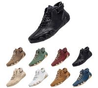 Stivali da trekking da uomo, in pelle, impermeabili, da trekking, da campeggio, resistenti, antiscivolo, con chiusura a tocco, a vita alta, Beige, 42.5 EU