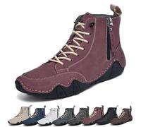 Stivali da Uomo a Piedi Nudi, Scarpe Traspiranti Antiscivolo a Piedi Nudi, Stivaletti Alti Comodi e Casual for Escursioni all'aperto(Wine Red,40 EU)