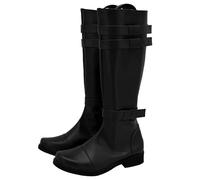 Stivali da uomo in pelle alta, da cavaliere, da uomo, per il tempo libero, con tacco in pelle, con gambo lungo, antiscivolo, tinta unita, Nero , 38 EU