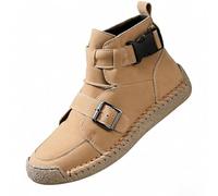 Stivali da uomo in pelle ortopedici, scarpe da ginnastica ortopediche, casual, larghe, con cinturino a doppia fibbia, unisex, comode, di grandi dimensioni, per escursionismo, trekking, palestra