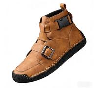 Stivali da uomo in pelle ortopedici, scarpe da ginnastica ortopediche, casual, larghe, con cinturino a doppia fibbia, unisex, comode, di grandi dimensioni, per escursionismo, trekking, palestra