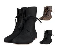 Stivali da uomo occidentali medievali pirati stivali gotici cinturino tempo libero moto metà polpaccio piatto Jazz Boot per, Nero , 40 EU