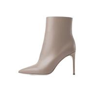 Stivali dessi da Donna con Tacco a Punta Super Alto e Zip Laterale, Stivali Autunnali Invernali per Matrimonio, Festa, Serata Fuori,Beige,34 EU