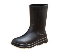 Stivali di gomma da donna a metà polpaccio con fondo spesso e suola con impugnatura impermeabile, comodi stivali per fango, facili da indossare e togliere, stivali di gomma per polpacci più ampi, per