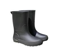 Stivali di gomma da donna a mezza altezza, impermeabili, alla moda, spessi, antiscivolo, piatti, per esterni, acqua e giardino, comodi stivali da pioggia eleganti come copriscarpe, Nero , 36 EU