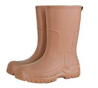 Stivali di gomma da donna, a mezza altezza, leggeri, antiscivolo, da donna, con piedi larghi, elastici, resistenti, da giardino, comode, robuste ed elastiche, cachi, 35 EU