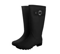 Stivali di gomma da donna alti, scarpe da pioggia da donna, impermeabili, in gomma, antiscivolo, con fibbia, comodi, da giardino, impermeabili, Nero , 37 EU