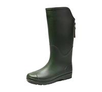 Stivali di gomma da donna, colore nero, impermeabili, alla moda, antiscivolo, a gambo lungo, in tinta unita, per il tempo libero, da giardino, usura, verde, 44 EU