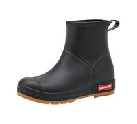 Stivali di gomma da donna, da pioggia, corti, impermeabili, con suola morbida, piatti, di sicurezza, comodi e robusti, elastici, Nero , 35 EU