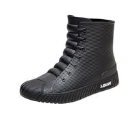 Stivali di gomma da donna impermeabili stivali di gomma da donna impermeabili ampie Chelsea nero scarpe da pioggia leggere nere a piedi nudi colorati antiscivolo semi-alti per esterni, Nero , 40 EU