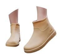 Stivali di gomma da donna scarpe da pioggia per il tempo libero, comfort tutto l'anno con design infradito, stile classico, ideali per abiti quotidiani, perfetti jeans più donne scarpe comode, cachi