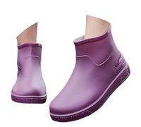 Stivali di gomma da donna scarpe da pioggia per il tempo libero, comfort tutto l'anno con design infradito, stile classico, ideali per abiti quotidiani, perfetti jeans più donne scarpe comode, Lilla