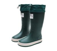 Stivali di gomma da donna - Stivali da pioggia alti con piedi corti e larghi elastici da giardino, stivali in gomma, comodi da lavoro, robusti e impermeabili, verde, 38 EU