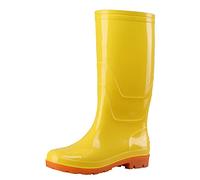 Stivali di gomma da donna - Stivali da pioggia corti con gambo corto - Scarpe da acqua e giardino - Usura - Stivali vintage moderni - Giallo, 38 EU