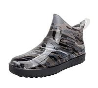 Stivali di gomma da uomo a mezza altezza, di base, impermeabili, traspiranti, antiscivolo, alla moda, in PVC, per attività all'aperto, con gambo corto, comodi stivali da pioggia, Nero , 44 EU