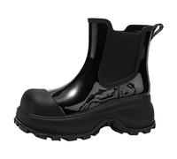 Stivali di Gomma Donna,Comodi Chelsea Wellington Rain Stivali, Antiscivolo Stivaletti per giardino ed escursionismo Elastico Outdoor Ankle Boot