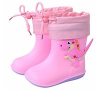 Stivali di gomma foderati per bambini, stivali di gomma per bambini con coulisse, stivali da pioggia semi-alti per ragazzi foderati, stivali in gomma leggera ragazza, scarpe da pioggia a piedi nudi 22