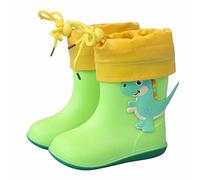 Stivali di gomma foderati per bambini, stivali di gomma per bambini con coulisse, stivali da pioggia semi-alti per ragazzi foderati, stivali in gomma leggera ragazza, scarpe da pioggia a piedi nudi 22